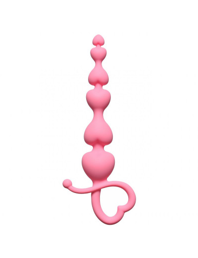 Розовая анальная цепочка Begginers Beads - 18 см.