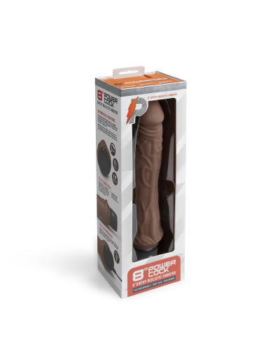 Коричневый вибратор-реалистик 8  Girthy Realistic Vibrator - 24,5 см.