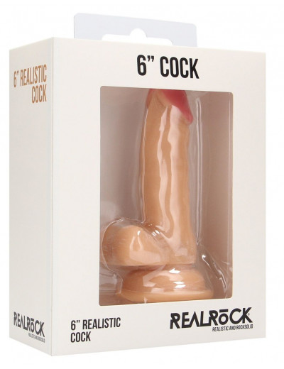 Телесный фаллоимитатор Realistic Cock 6  With Scrotum - 15 см.