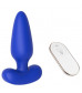 Синяя анальная пробка с пультом ДУ Remote Anal Plug - 12 см.