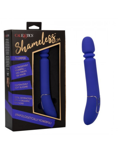 Синий вибратор с поступательными движениями Shameless Slim Thumper - 22,75 см.