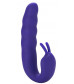 Фиолетовый вибратор Ribbed Dual Stimulator with Rolling Ball - 17 см.