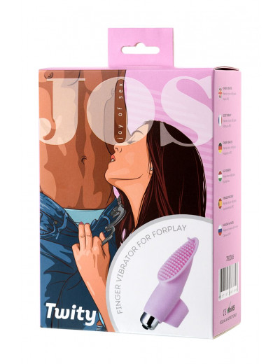 Нежно-розовая вибронасадка на палец JOS TWITY - 10,2 см.