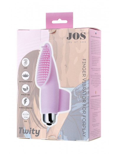 Нежно-розовая вибронасадка на палец JOS TWITY - 10,2 см.