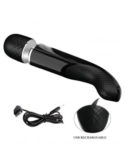 Черный вибратор-жезл Charming Massager Plus - 29 см.