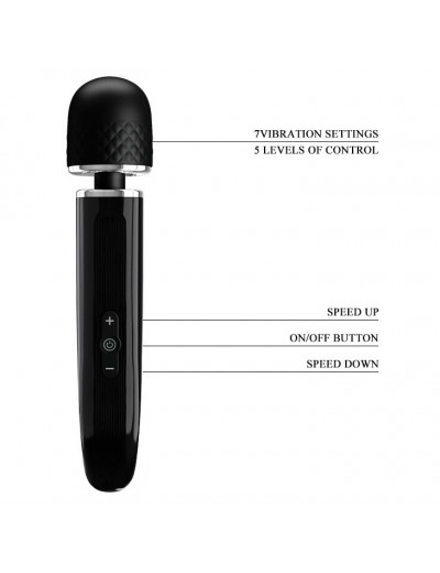 Черный вибратор-жезл Charming Massager Plus - 29 см.