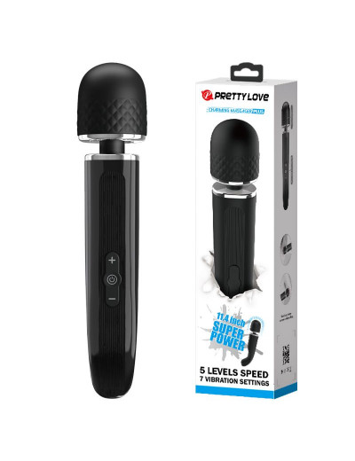 Черный вибратор-жезл Charming Massager Plus - 29 см.