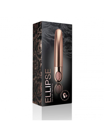 Золотистый мини-вибратор Ellipse - 10,5 см.