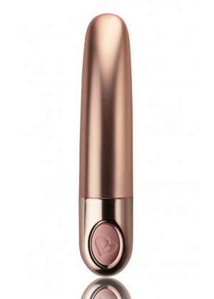 Золотистый мини-вибратор Ellipse - 10,5 см.
