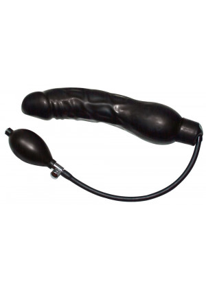 Латексный фаллоимитатор с функцией подкачки Black Latex Balloon - 23 см.