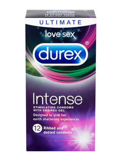 Рельефные презервативы со стимулирующей смазкой Durex Intense Orgasmic - 12 шт.