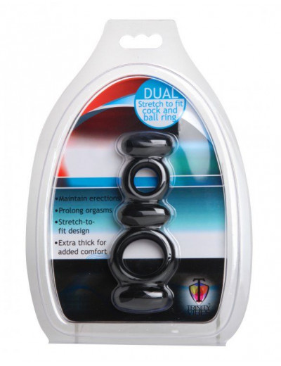 Двойное эрекционное кольцо Dual Stretch To Fit Cock and Ball Ring