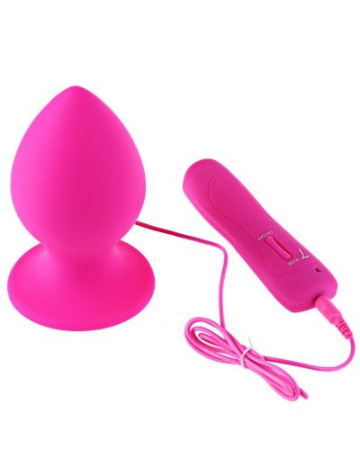 Розовый виброплаг с выносным пультом Anal Plug L - 9 см.