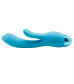 Голубой вибратор INDULGENCE Rechargeable Frolic Bunny - 18,7 см.
