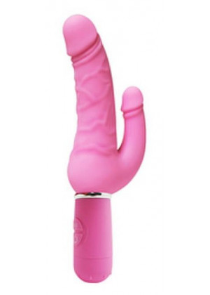 Розовый вибратор Levina Double Penis - 21,5 см.