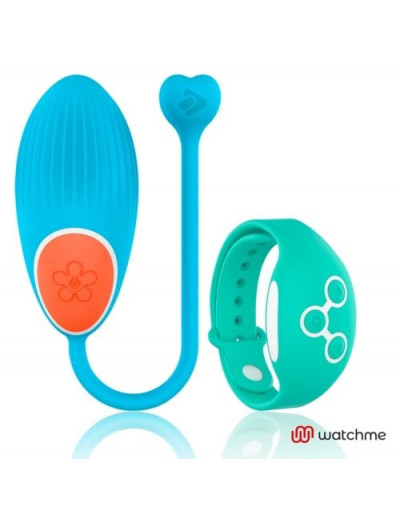 Голубое виброяйцо с зеленым пультом-часами Wearwatch Egg Wireless Watchme