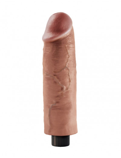 Кофейный вибратор со съемной присоской 10  Vibrating Cock - 25,4 см.