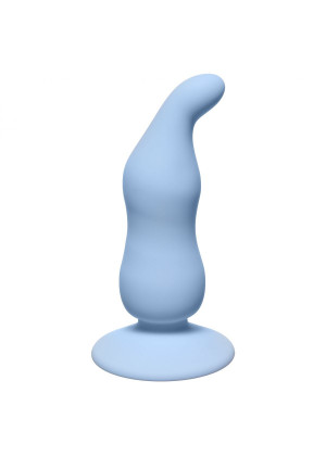 Голубая анальная пробка Waved Anal Plug Blue - 11 см.