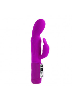 Лиловый вибратор с клиторальной стимуляцией Body Touch - 22,5 см.