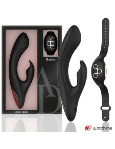 Черно-золотой вибратор-кролик с пультом-часами Anne s Desire Rabbit Vibe Wireless Watchme - 20,5 см.