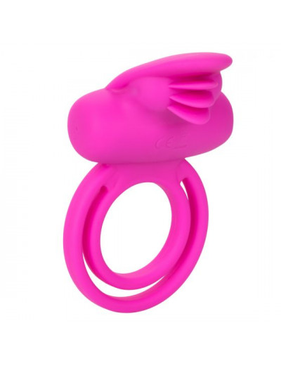 Ярко-розовое эрекционное кольцо Silicone Rechargeable Dual Clit Flicker