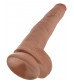 Кофейный фаллоимитатор-гигант 14  Cock with Balls - 37,5 см.