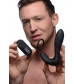 Черный вибростимулятор простаты Silicone Prostate Vibrator and Strap with Remote Control - 14,35 см.