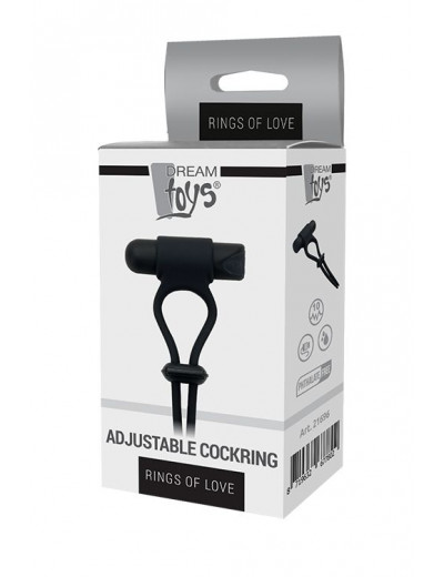Черное вибролассо на пенис ADJUSTABLE COCKRING