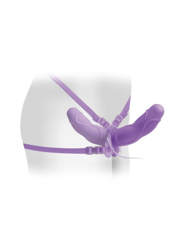 Женский вибрострапон с вагинальной пробкой Vibrating Double Delight Strap-On - 12,7 см.