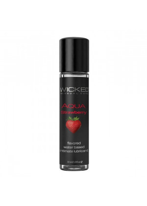 Лубрикант с ароматом клубники Wicked Aqua Strawberry - 30 мл.