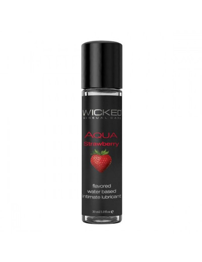 Лубрикант с ароматом клубники Wicked Aqua Strawberry - 30 мл.