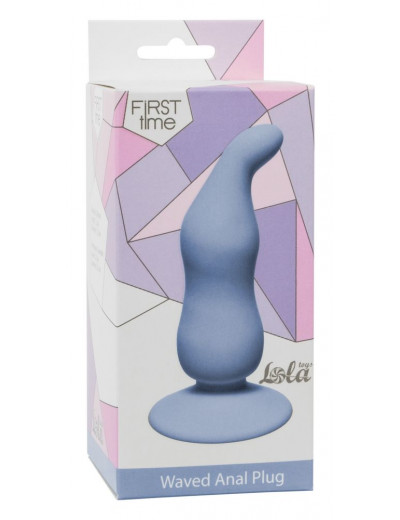 Голубая анальная пробка Waved Anal Plug Blue - 11 см.