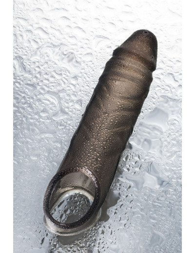 Дымчатая фаллическая насадка с подхватом и закрытой головкой - 16,2 см.