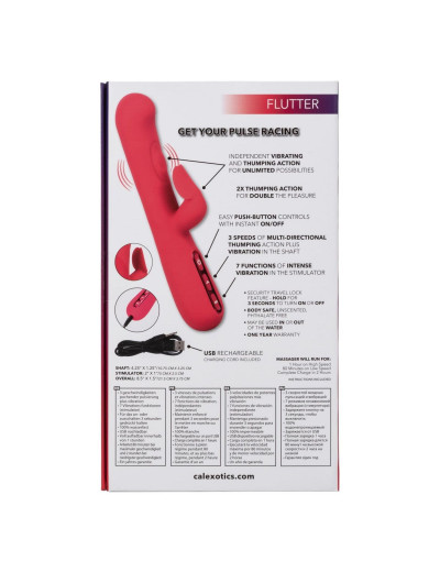 Розовый вибромассажер-кролик Throb Flutter - 21,5 см.