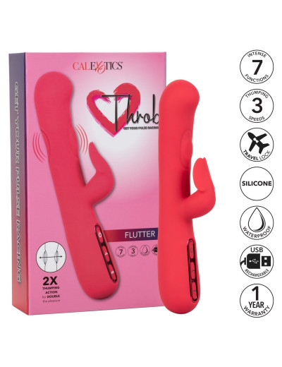 Розовый вибромассажер-кролик Throb Flutter - 21,5 см.