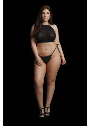 Стильный комплект Festive Rhinestone Top and Thong со стразами