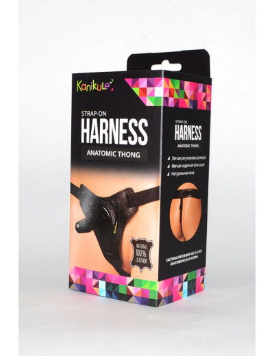 Кожаные трусики с плугом Kanikule Leather Strap-on Harness Anatomic Thong