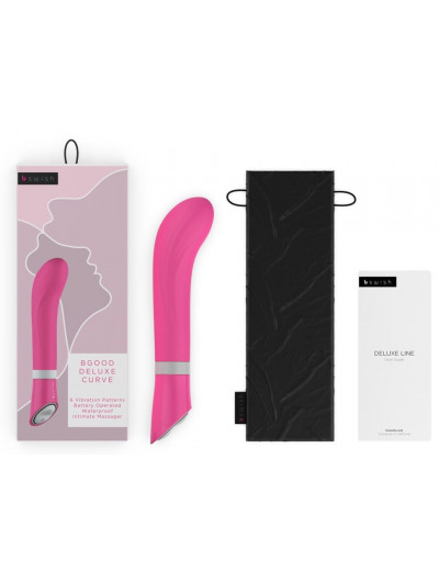 Розовый G-стимулятор с вибрацией Bgood Deluxe Curve - 19,3 см.
