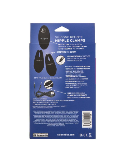 Черные зажимы для сосков с дистанционным управлением Silicone Remote Nipple Clamps