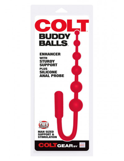 Красный анальный стимулятор COLT BUDDY BALLS - 18,5 см.