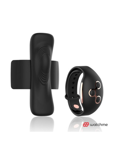 Черно-золотая вибровкладка в трусики с пультом-часами Anne s Desire Vibro Panty Wireless Watchme