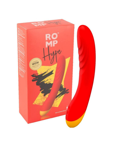 Красный изогнутый вибромассажер Romp Hype G-Spot - 21 см.