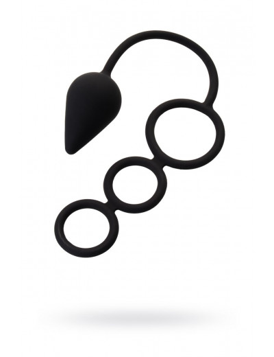 Тройное эрекционное кольцо с анальным хвостом Drop M-size