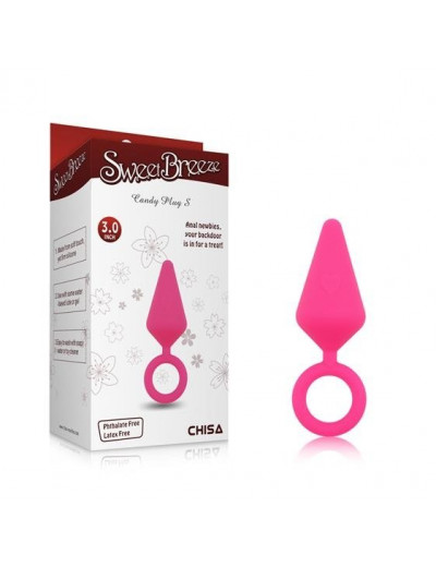 Розовая анальная пробка с кольцом Candy Plug S - 7,1 см.