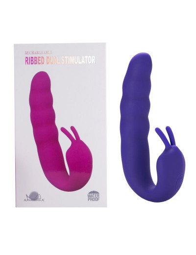 Фиолетовый вибратор Ribbed Dual Stimulator - 17 см.