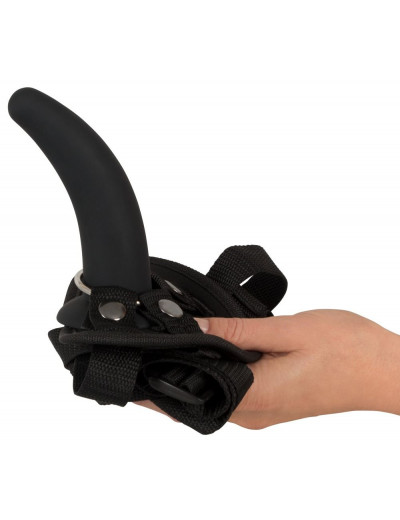 Черный вибрострапон с пультом ДУ RC Vibrating Strap-On - 13 см.