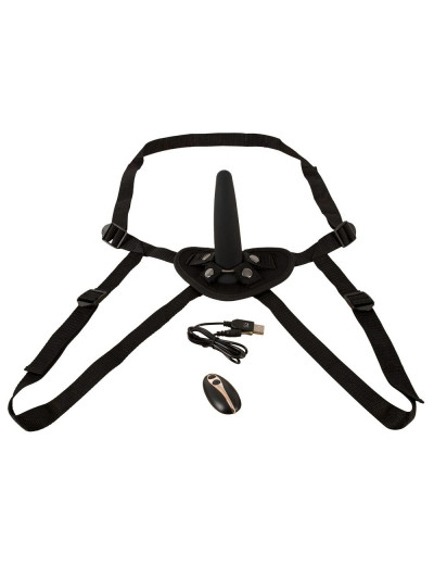 Черный вибрострапон с пультом ДУ RC Vibrating Strap-On - 13 см.