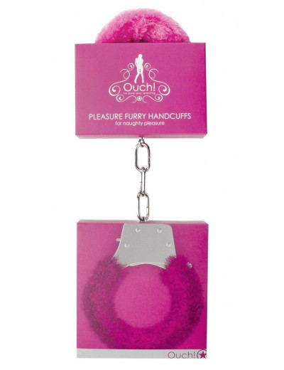 Розовые пушистые наручники OUCH! Pink