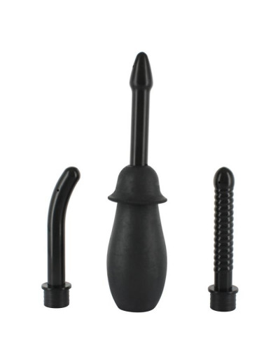 Чёрный анальный душ с насадками KIT BLACK