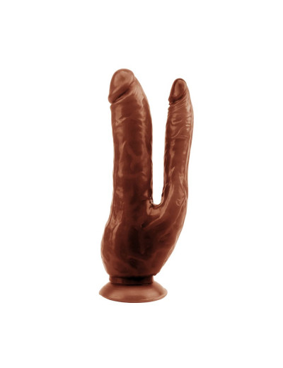 Коричневый анально-вагинальный фаллоимитатор Dark Magic Dual Penis - 19,5 см.